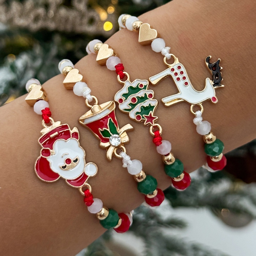 Elk Bugle Call - Fashion Cartoon Color Drip Glaze Santa