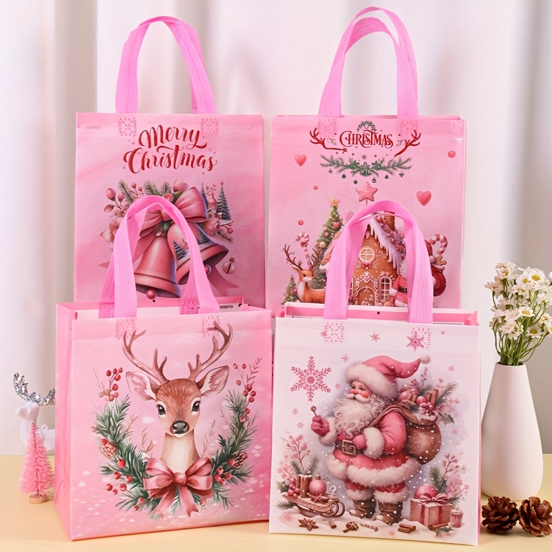 4/8pcs Pink Christmas Tote Bag - Elk Bugle Call 评论和价格
