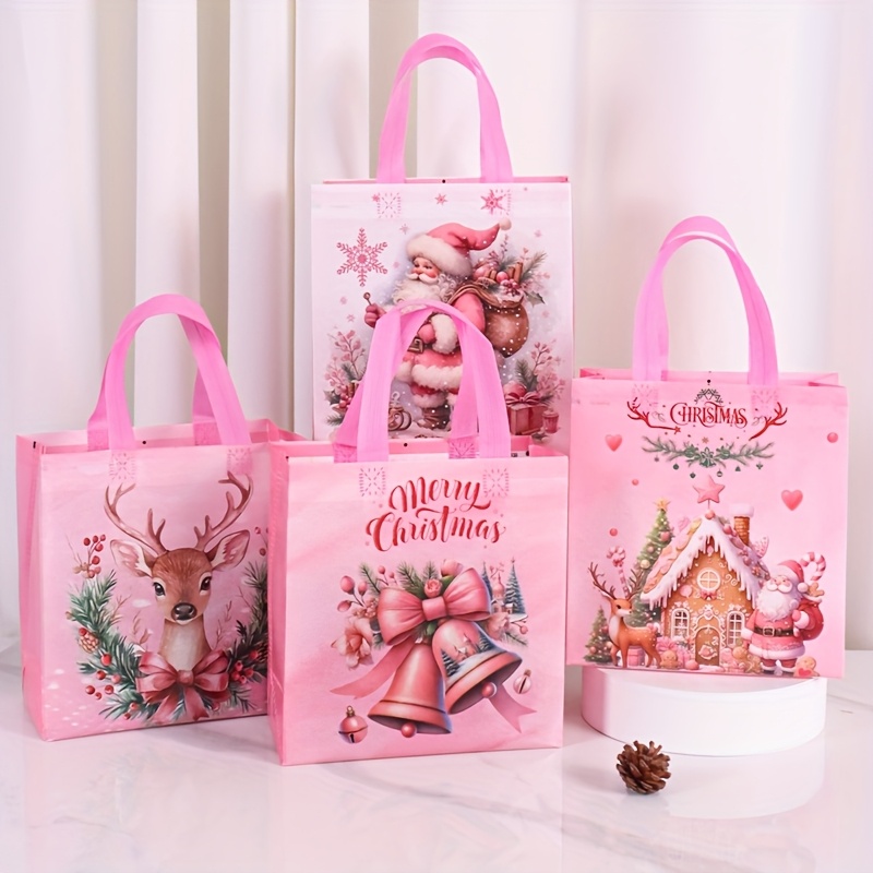 4/8pcs Pink Christmas Tote Bag - Elk Bugle Call 评论和价格