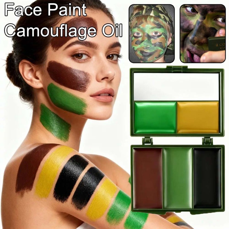Three-Color Camouflage Face Pa - Camo Face Paint 评论和价格