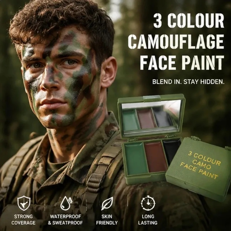 Three-Color Camouflage Face Pa - Camo Face Paint 评论和价格