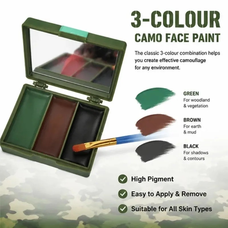 Three-Color Camouflage Face Pa - Camo Face Paint 评论和价格