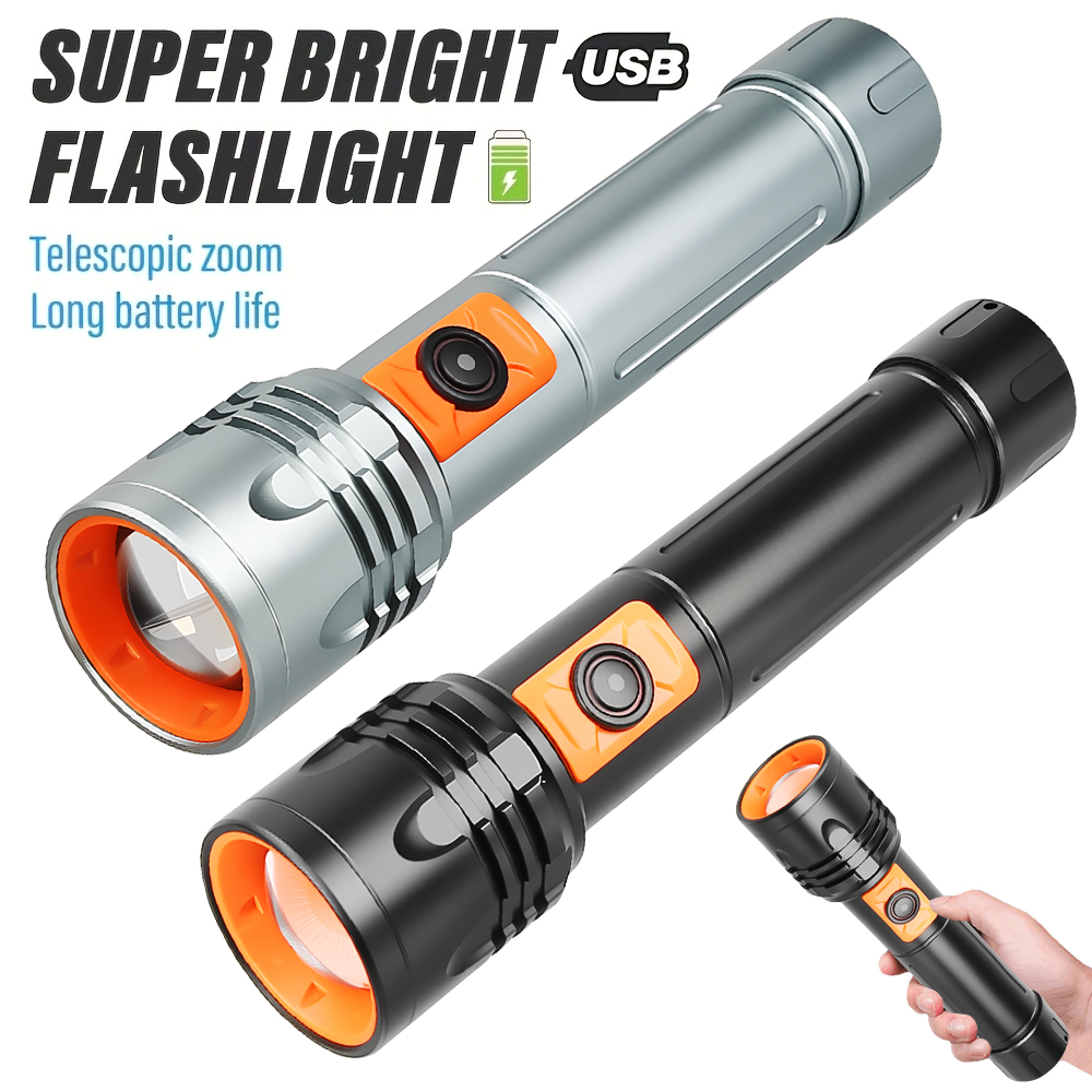 High Power LED Flashlight USB  - Tactical Flashlight Rechargeable 评论和价格