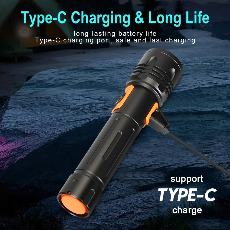 High Power LED Flashlight USB  - Tactical Flashlight Rechargeable 评论和价格
