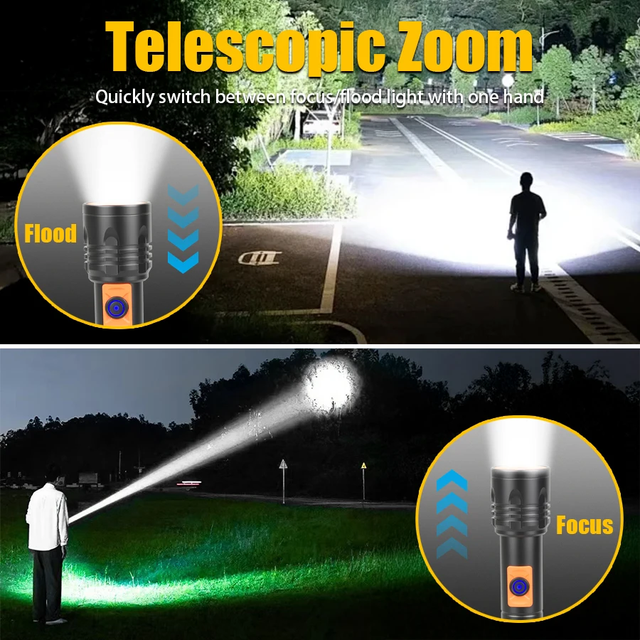 High Power LED Flashlight USB  - Tactical Flashlight Rechargeable 评论和价格
