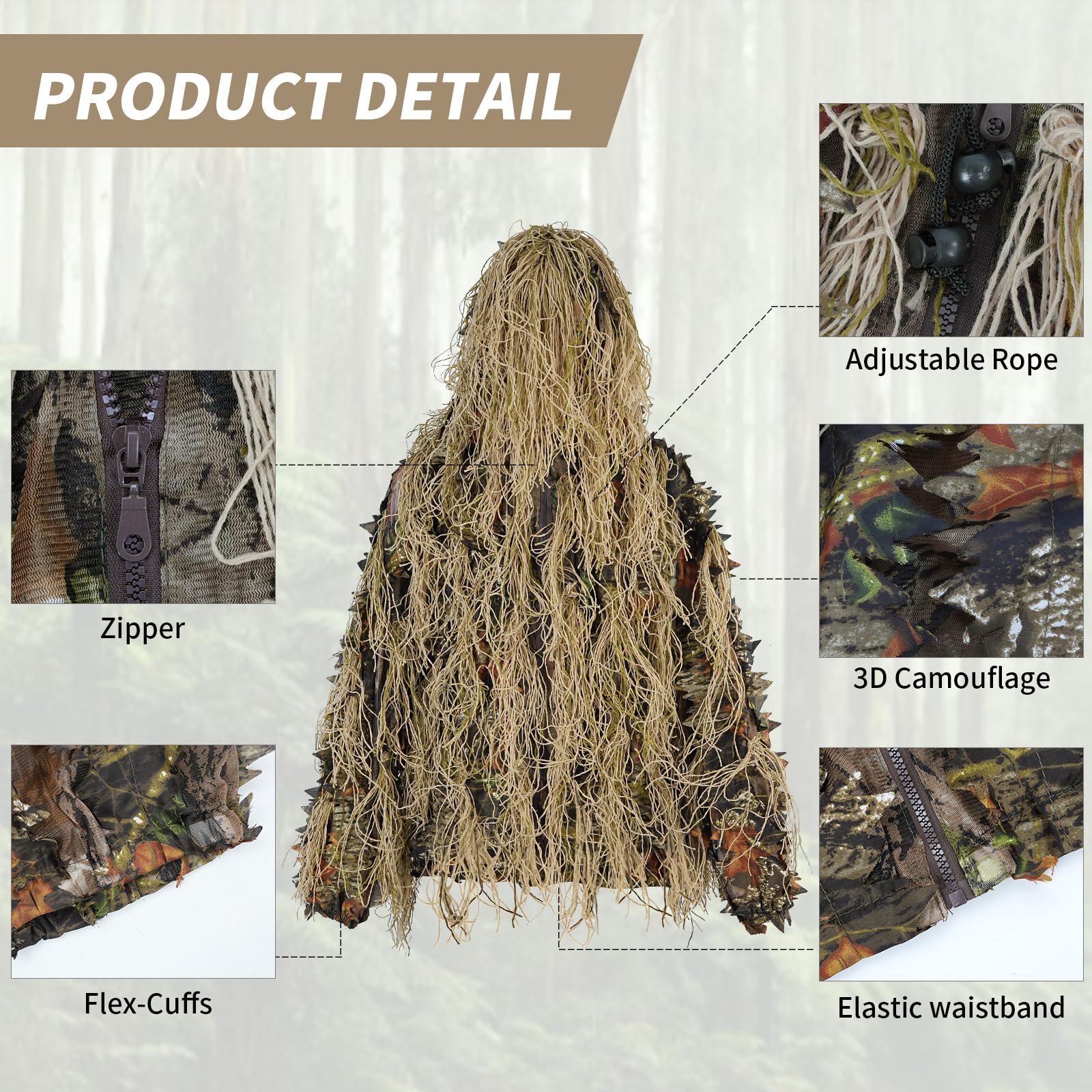 JOAXOR Ghillie Suit Gilly Hunt - Camouflage Hunting Jacket 评论和价格