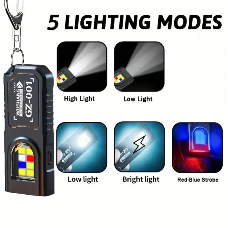 Powerful Mini COB LED Keychain - Tactical Flashlight Rechargeable 评论和价格
