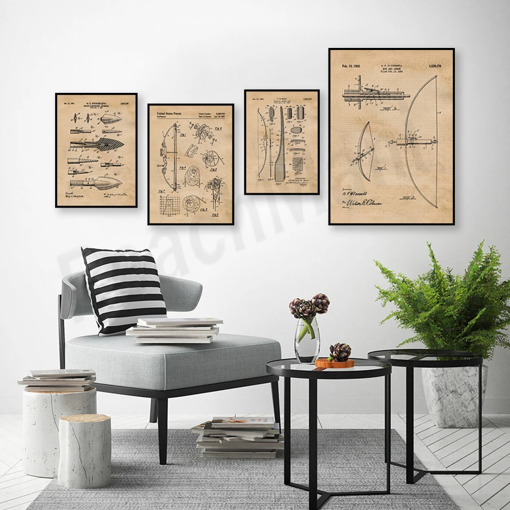 Vintage bow and arrow patent p - Outdoor Hunting Paintings 评论和价格