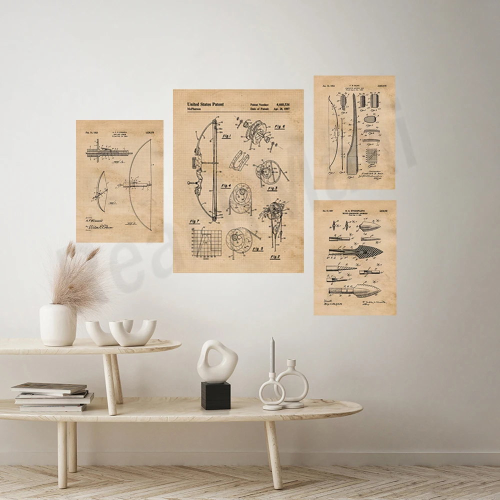 Vintage bow and arrow patent p - Outdoor Hunting Paintings 评论和价格