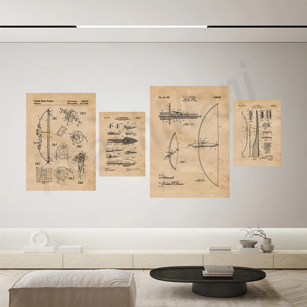 Vintage bow and arrow patent p - Outdoor Hunting Paintings 评论和价格