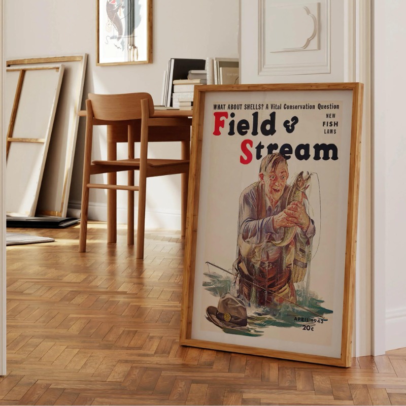 Vintage Fly Fishing Canvas Pri - Outdoor Hunting Paintings 评论和价格
