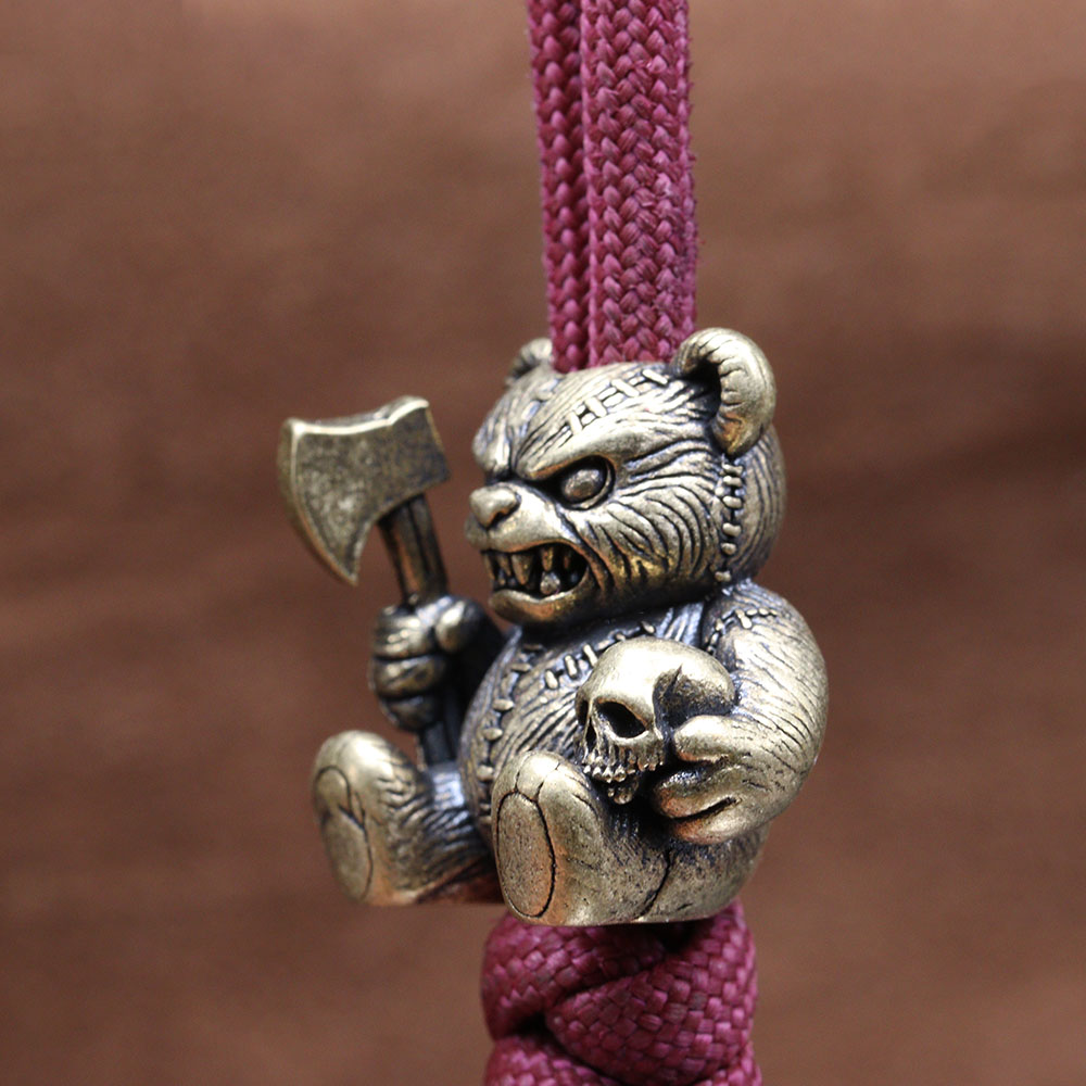Axe Bear Brass Knife Bead Skul - Paracord Survival Bracelet 评论和价格
