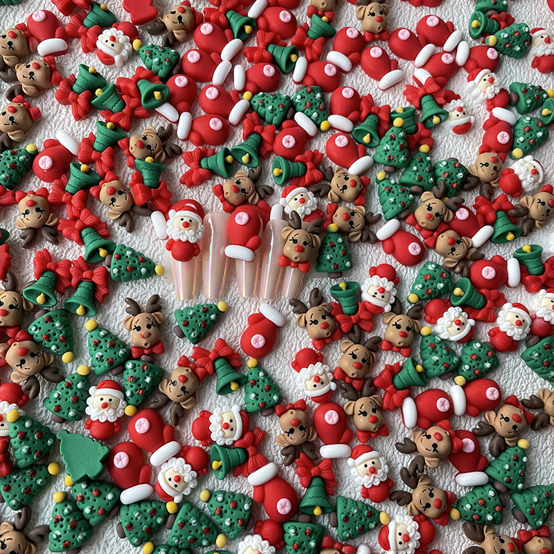 10Pcs Christmas Nails Charms C - Elk Bugle Call 评论和价格