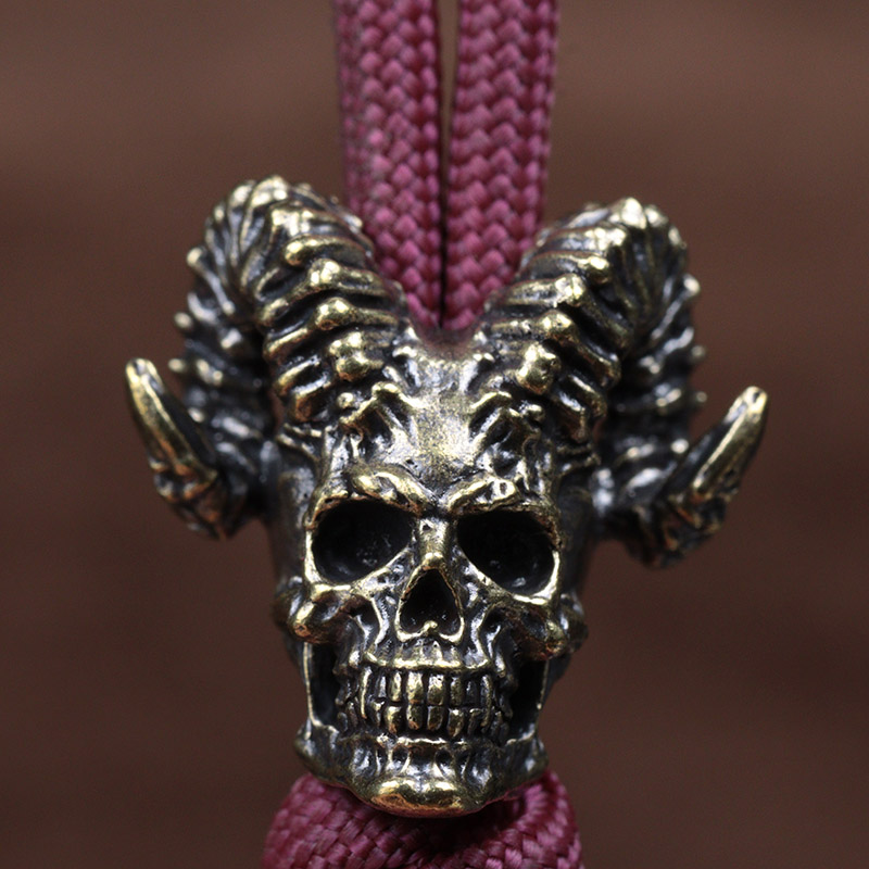 Goat Horn Skull Head Brass Kni - Paracord Survival Bracelet 评论和价格