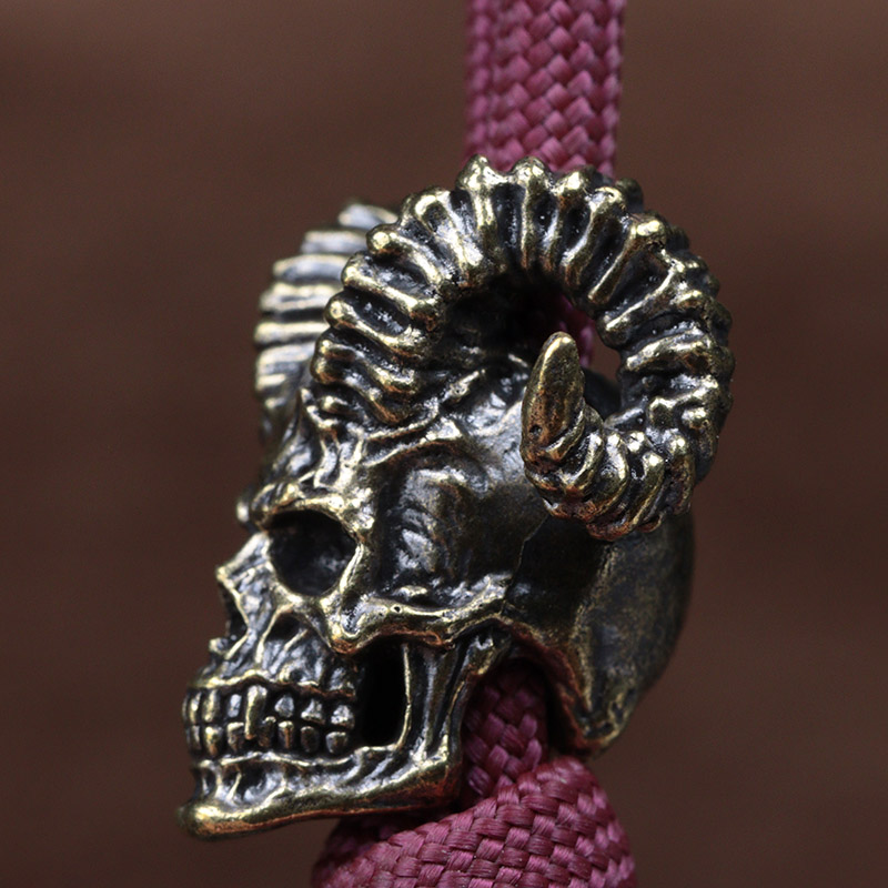 Goat Horn Skull Head Brass Kni - Paracord Survival Bracelet 评论和价格
