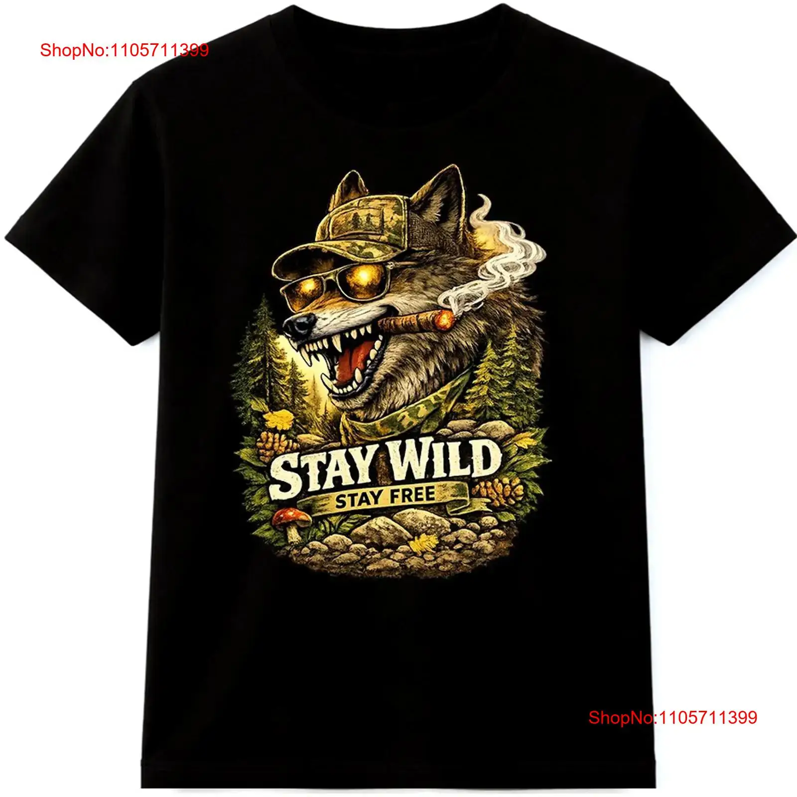 Wolf T Shirt Stay Wild Free Ou - Wildman Hunting & Outdoor 评论和价格