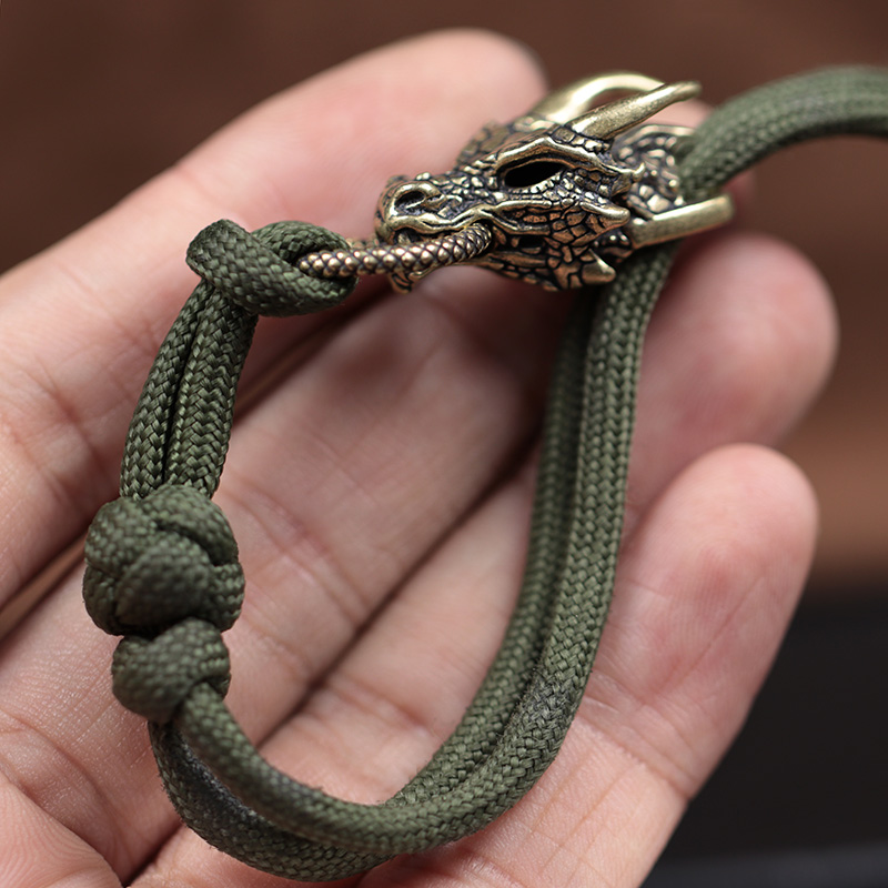 Dragon Head Brass Buckle EDC O - Paracord Survival Bracelet 评论和价格