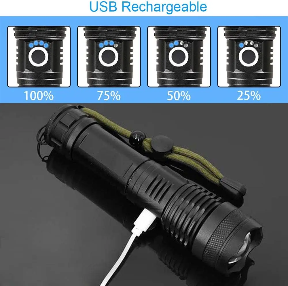 High Power LED Flashlight Rech - Tactical Flashlight Rechargeable 评论和价格