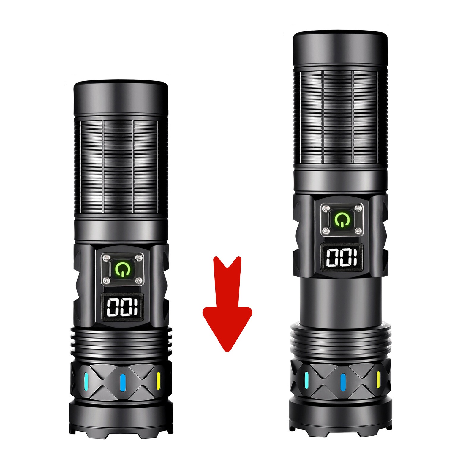 High Power LED Flashlight Tele - Tactical Flashlight Rechargeable 评论和价格