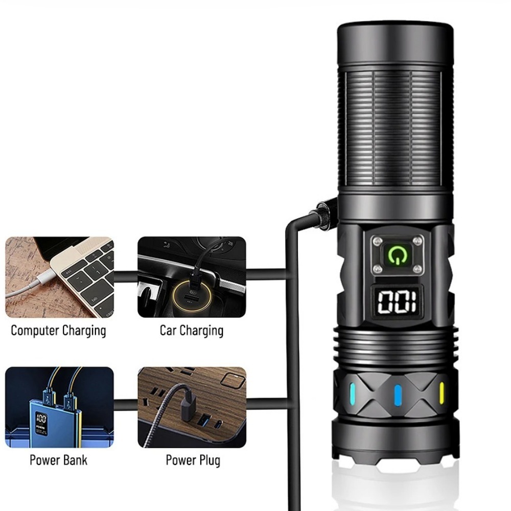 High Power LED Flashlight Tele - Tactical Flashlight Rechargeable 评论和价格