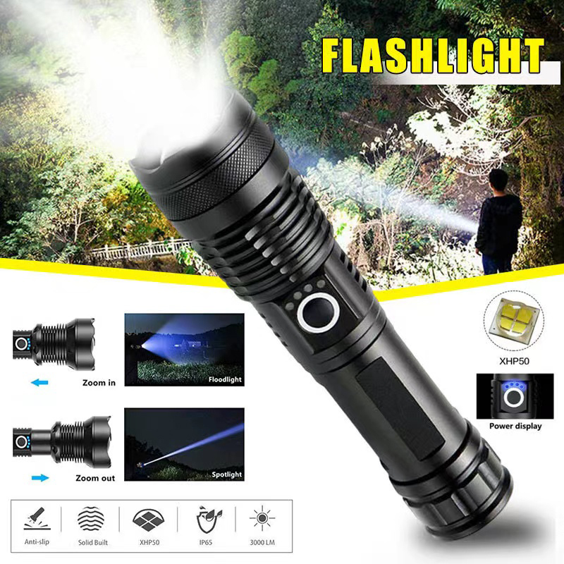 High Power XHP70 Led Flashligh - Tactical Flashlight Rechargeable 评论和价格