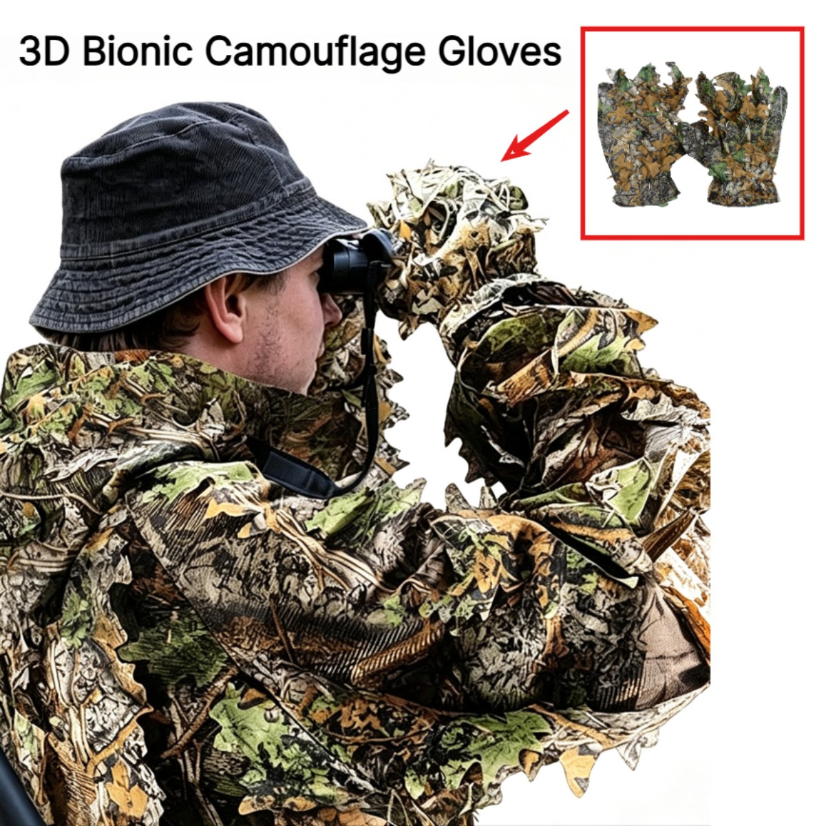3D Camouflage Leaf Hunting Glo - Outdoor Hunting Gloves 评论和价格