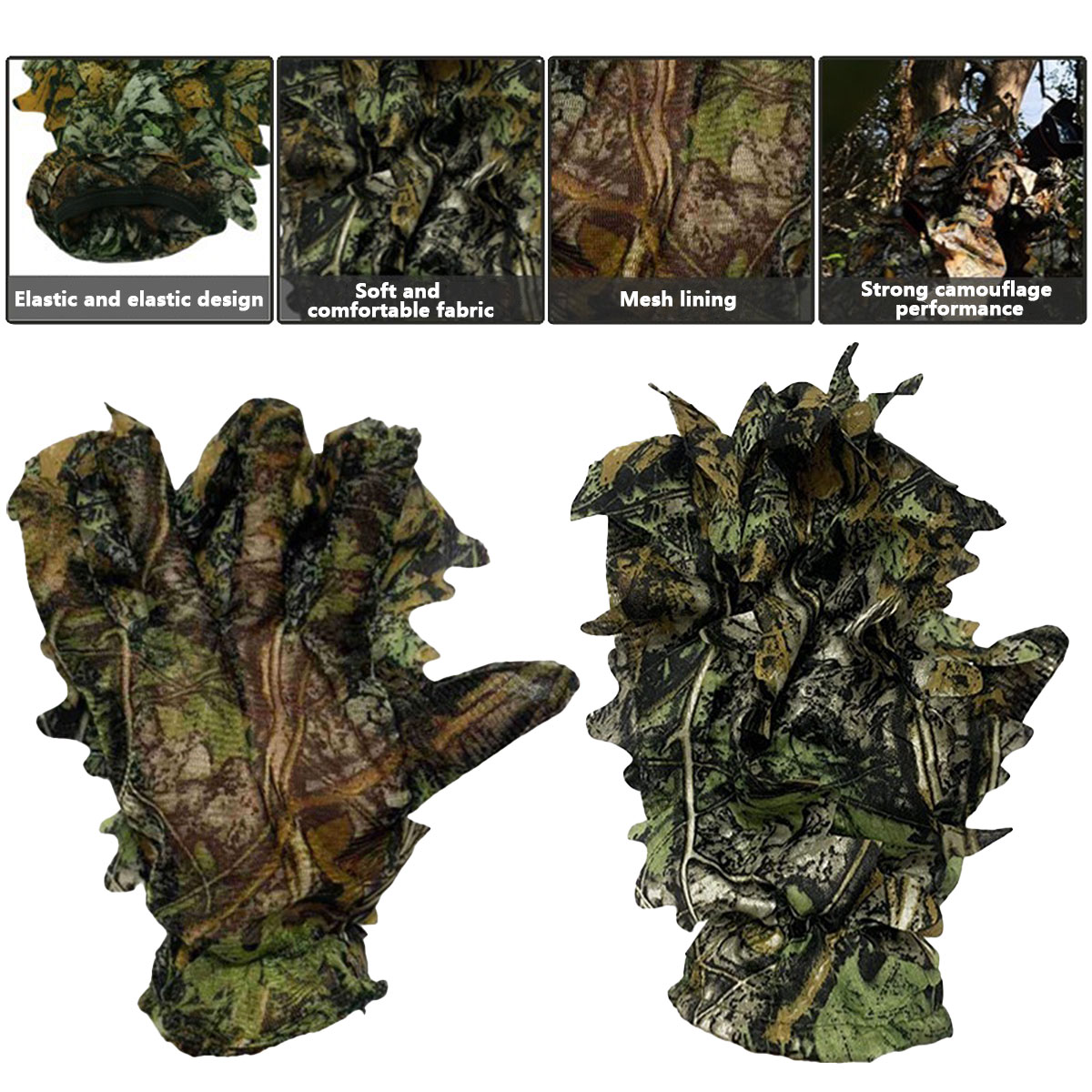 3D Camouflage Leaf Hunting Glo - Outdoor Hunting Gloves 评论和价格